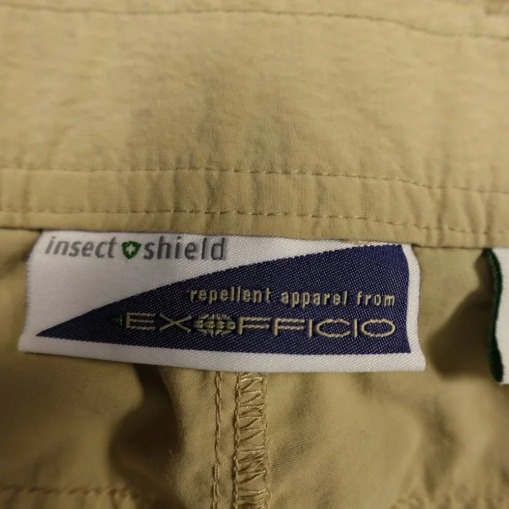 ExOfficio Insect Shield Convertible Pants Men’s 40x32 Beige Zip-Off Hiking Nylon